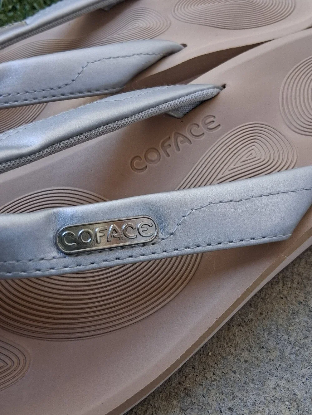 COFACE Metallic Slide SlipOn Flip-Flop Wedge Sandals NWT